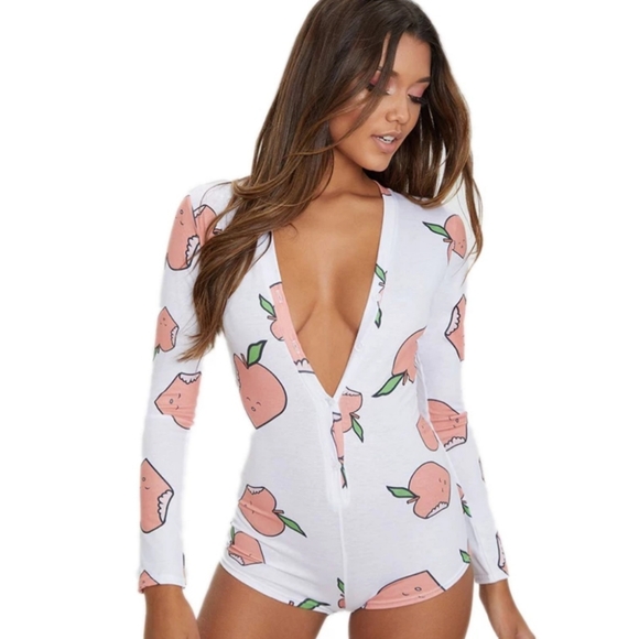 Intimates & Sleepwear | Peaches Anyone Onesie Peach Pajama | Poshmark
